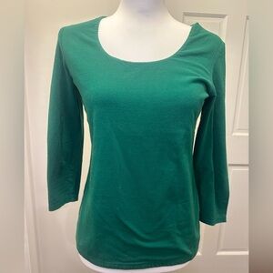 Boden Women's Green Scoop Neck 3/4 Sleeve Top